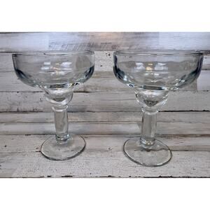 Libbey Yucatan Margarita Glasses Set of 2 13.5 oz Clear Hammered Thick Mexico